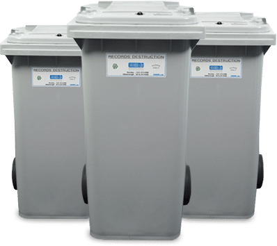 A group of recycle bins.